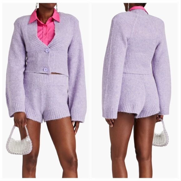 ROTATE BIRGER CHRISTENSEN Rosemary Wool Cardigan With Buttons‎ In Purple - Picture 15 of 16